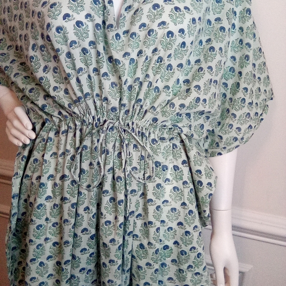 Women's Bellino Blue Floral Maxi Kaftan Dress, One Size - Picture 2 of 16